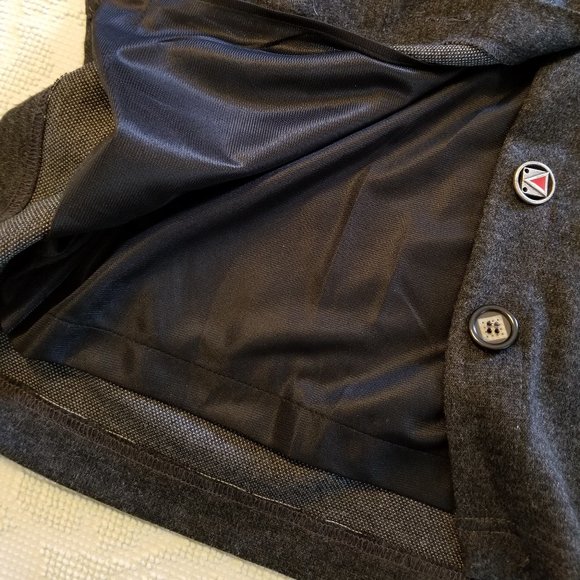 Midi Length, Gray, Knit, Pencil Skirt with Decorative Buttons - Picture 6 of 6